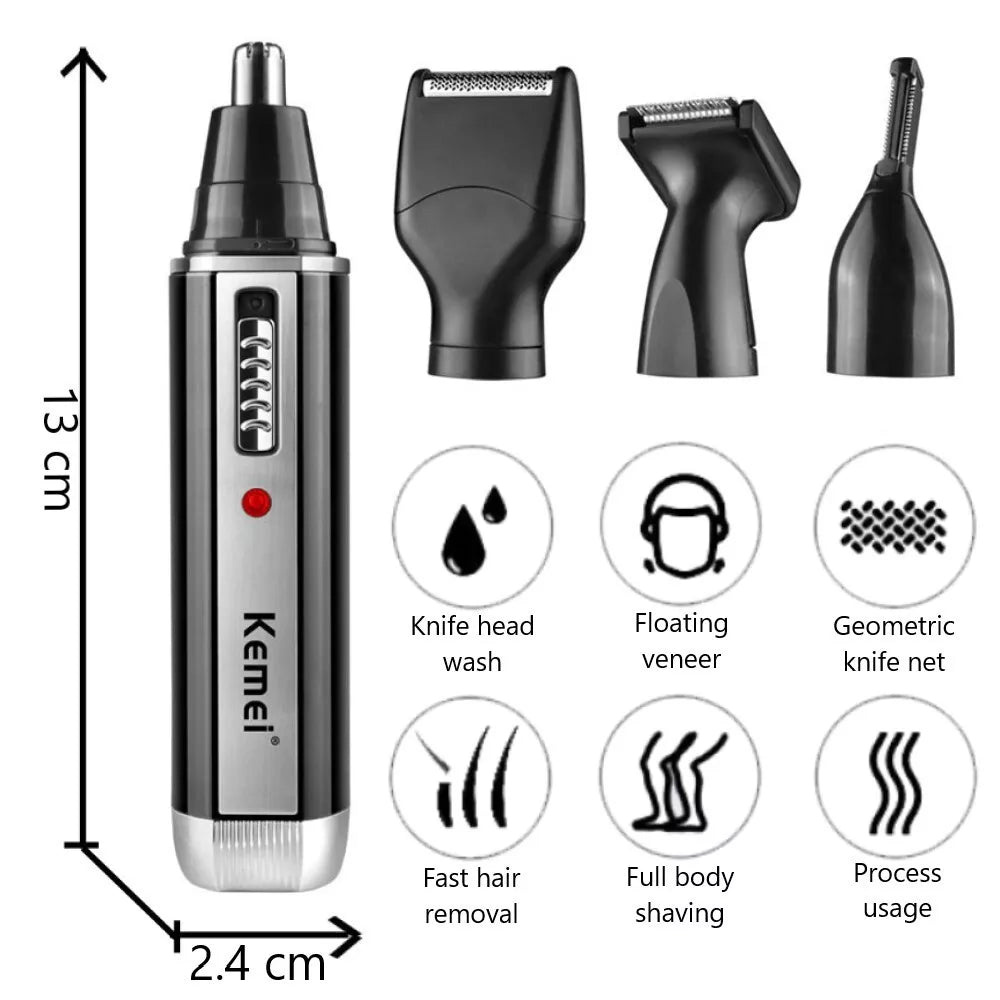 Mens 4 In 1 Rechargeable Hair Beard Eyebrow Ear Nose Shaver Trimmer Electric Kit