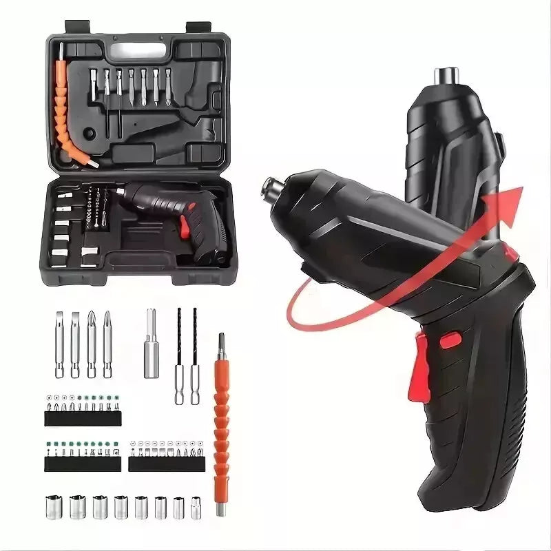 Cordless Drill Electric Screwdriver 47PCS Set Drill Driver Bits Rechargeable Kit