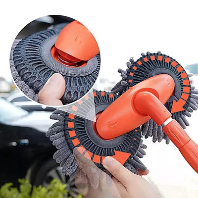 Car Wash Mop Double Brush Head 360° Rotation Telescopic Mop Roof Window Clean UK