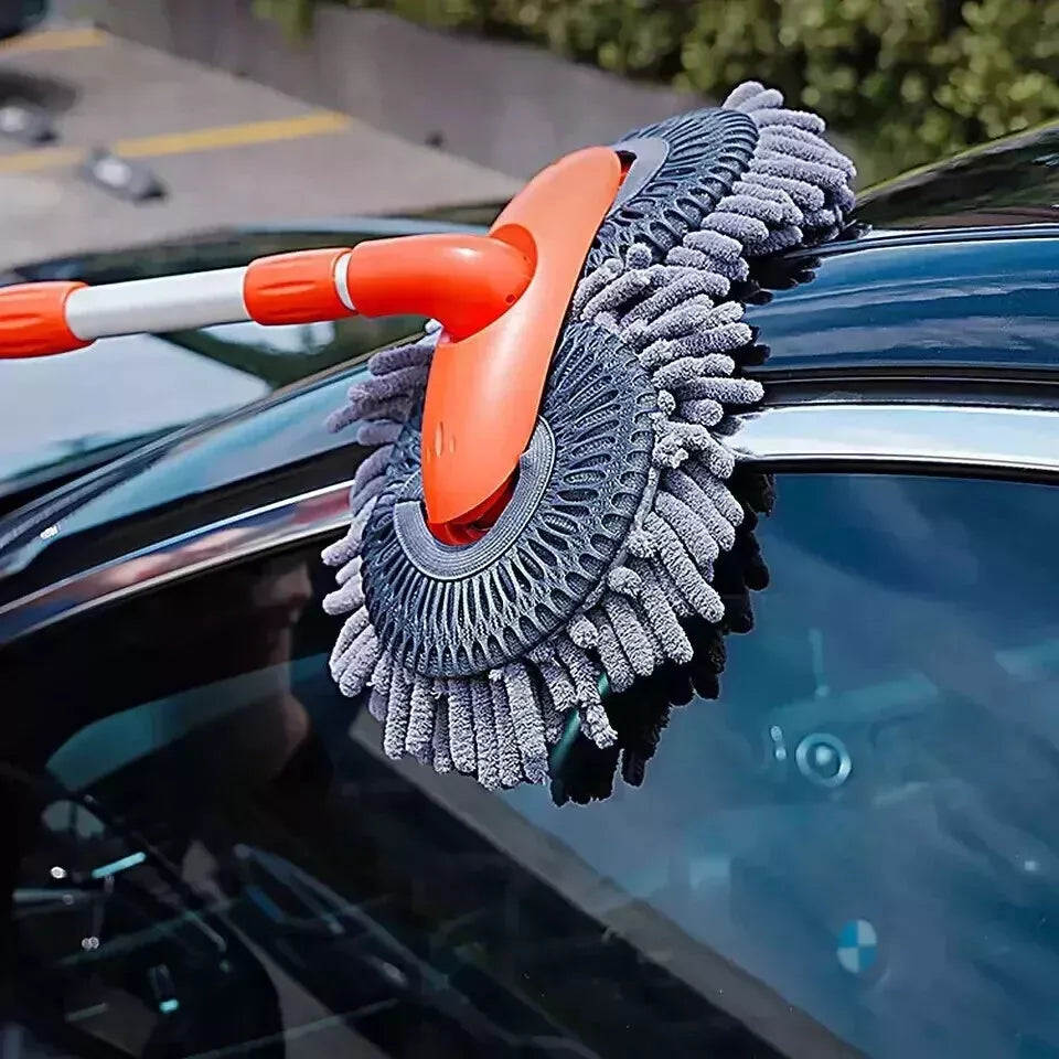 Car Wash Mop Double Brush Head 360° Rotation Telescopic Mop Roof Window Clean UK