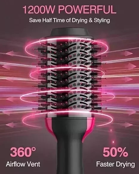 4in1 Hot Air Brush Electric Hair Dryer Straightener Curler Styler Comb Volumizer